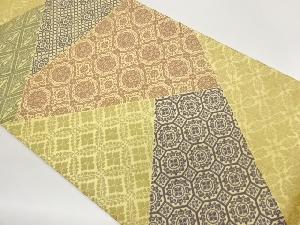 切り嵌め風蜀江文に花菱・向かい鶴模様織出し袋帯